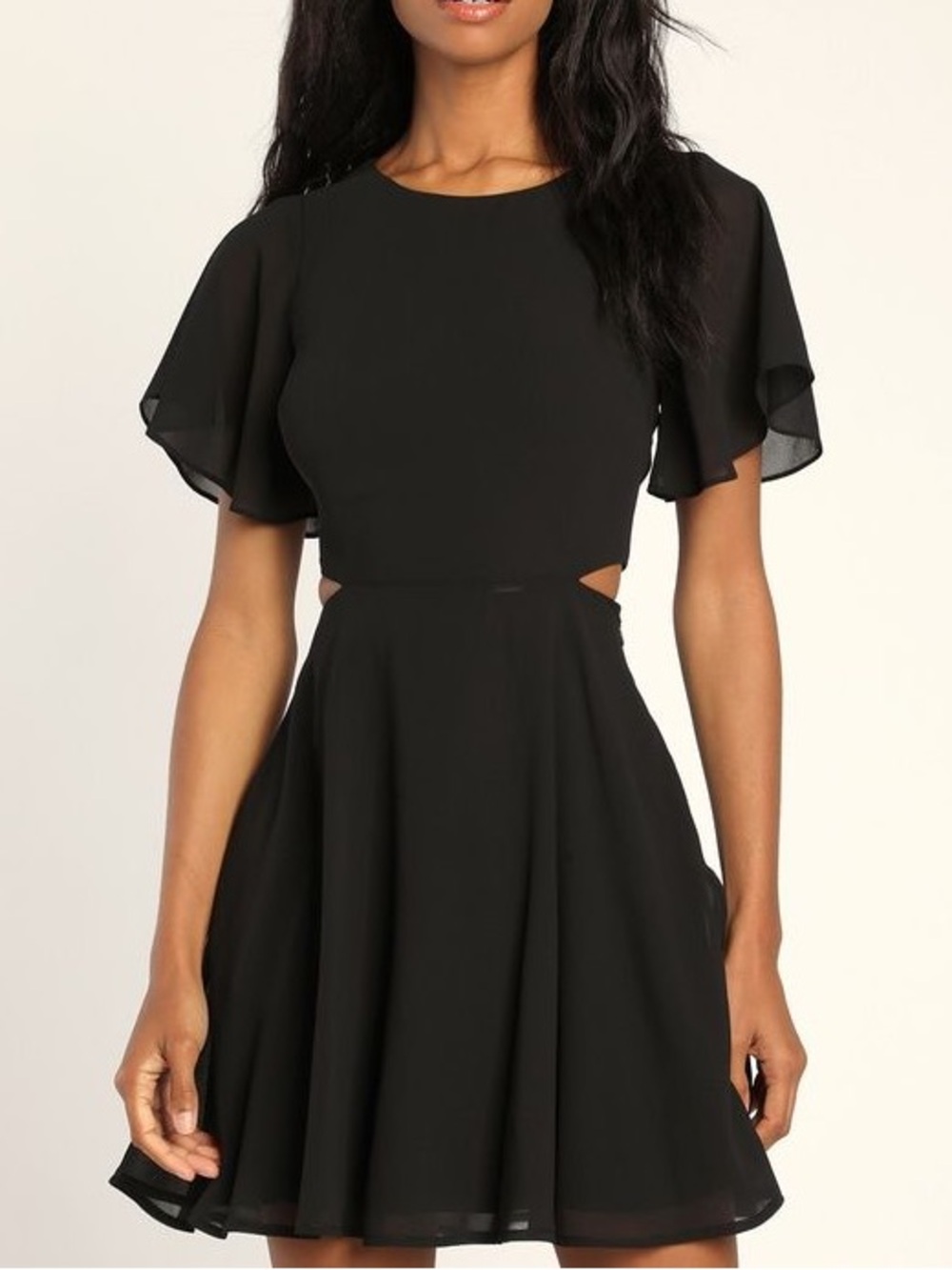 Lulu's Black Cutout Mini Skater Dress NWOT